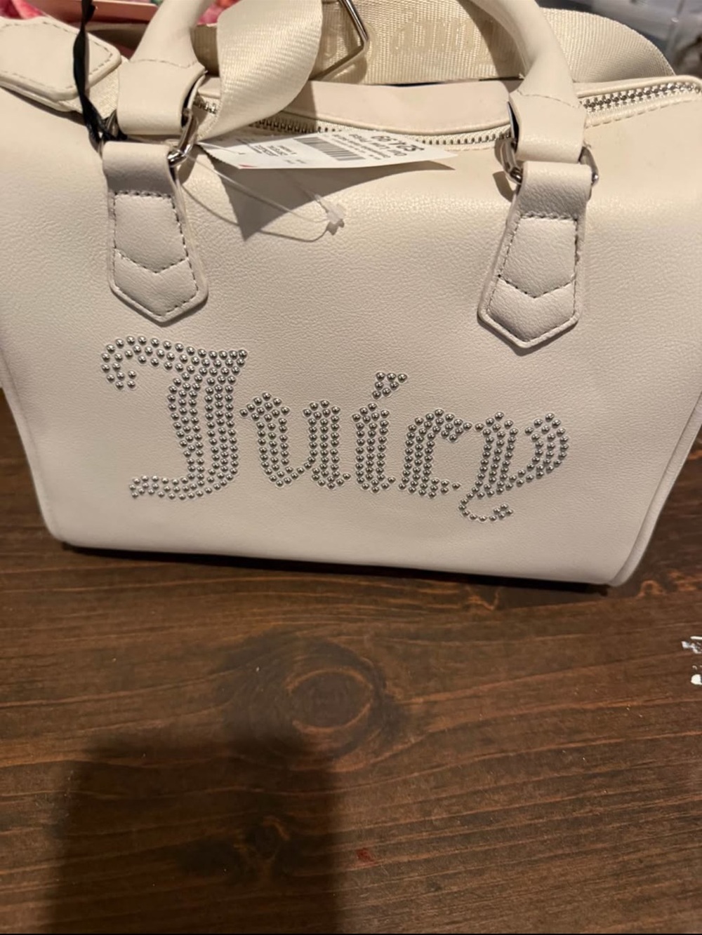 Juicy Couture White Rhinestone Logo Satchel Bag
